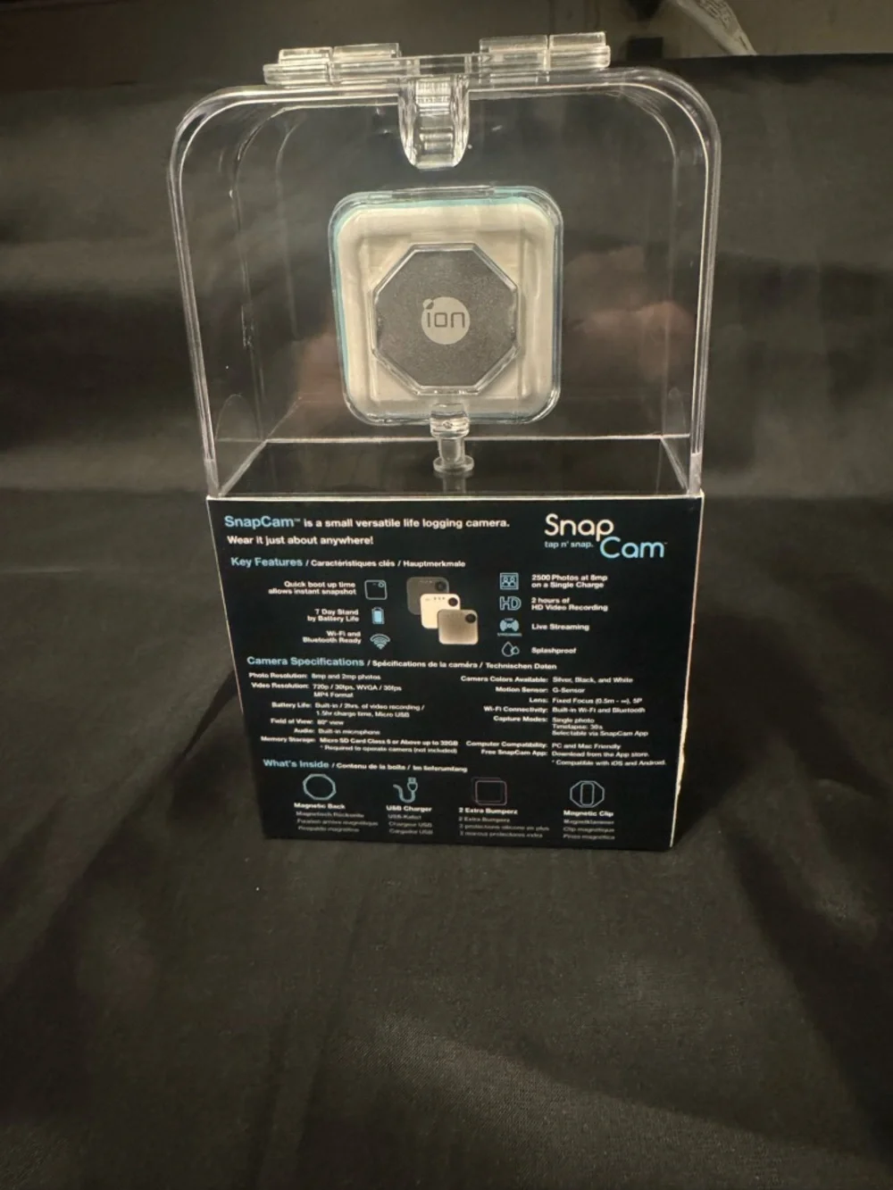 Snap Cam Wearable HD Camera - White with Aqua Accent